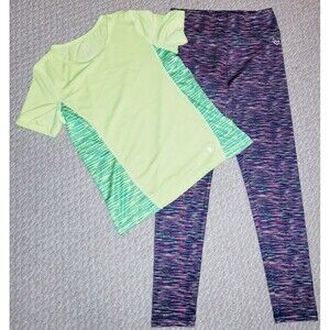 GIRL'S LOT Active Shirt and Pants Danskin Justice Green Pink Girl's Size 10/12